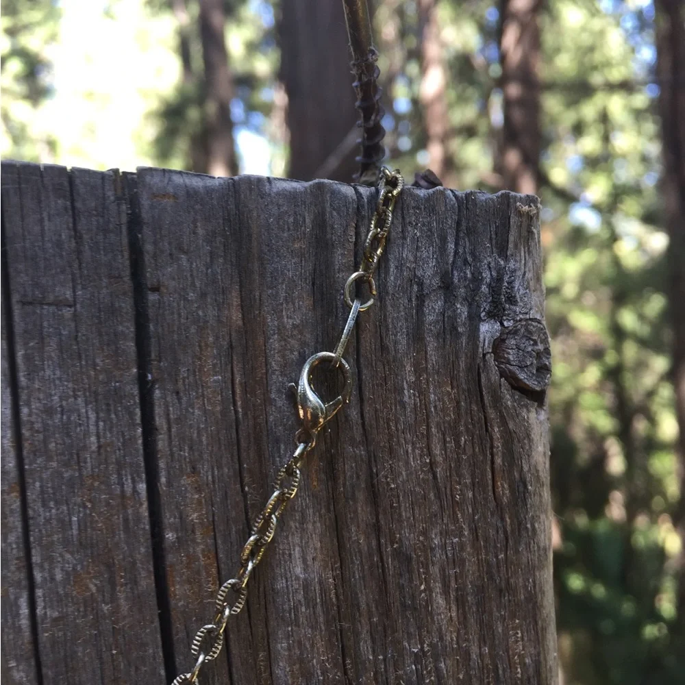 Vintage look necklace and earring bundle green on gold set lariat necklace - Picture 5 of 7